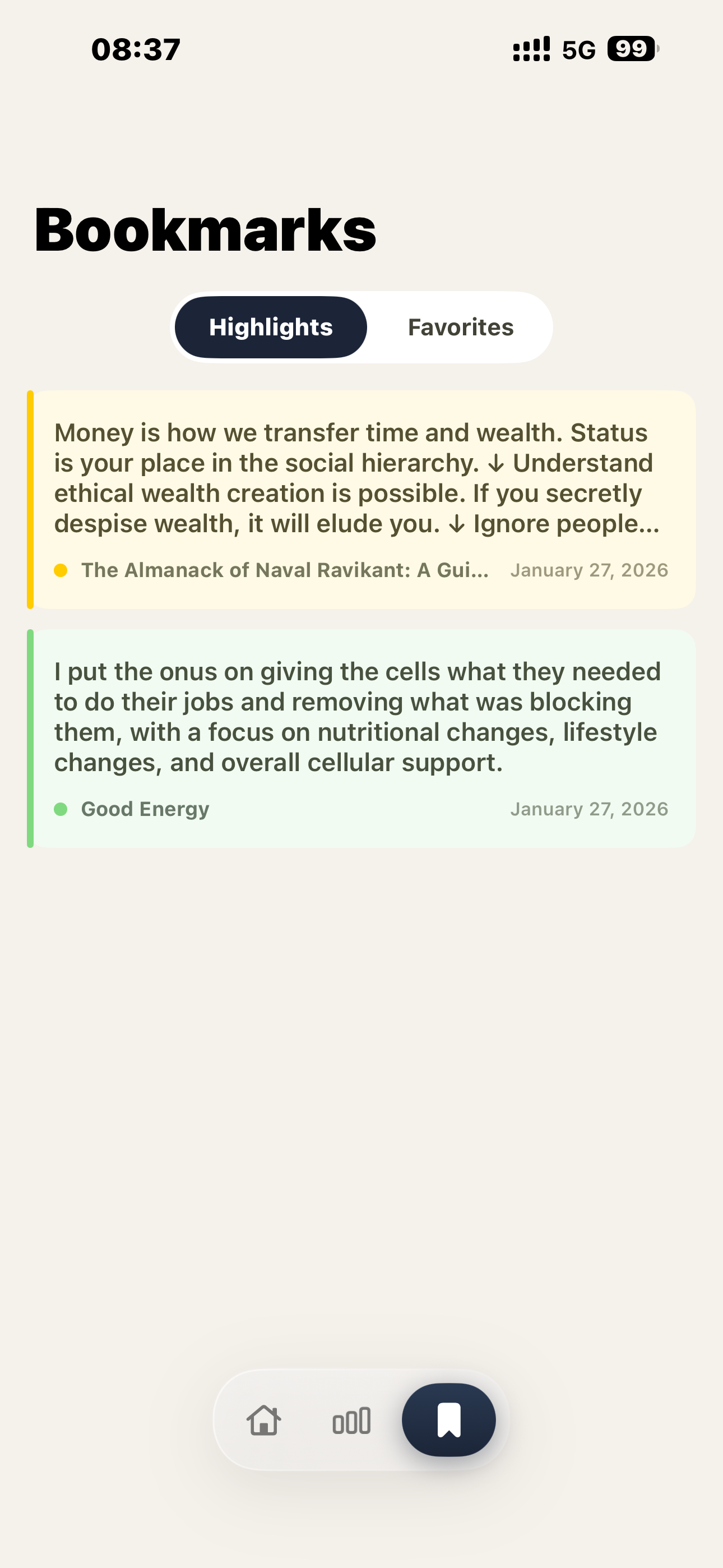 Highlights and bookmarks